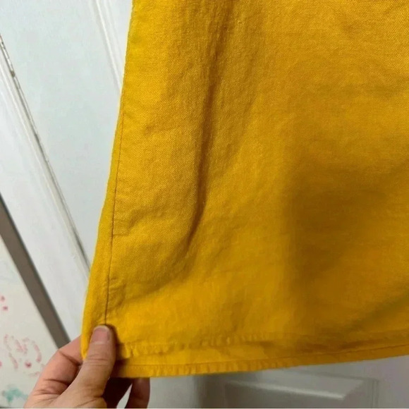 Old Navy Off The Shoulder  Mini Dress Ruffles Linen Yellow Size Extra Small - Picture 9 of 16